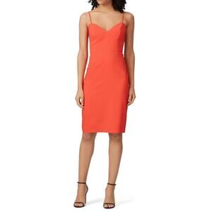 Theia Red Side Panel Sleeveless Sweetheart Sheath Dress Size 14